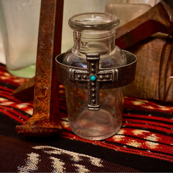 ⚙️3For$30⚙️ NEW cross cuff bracelet with turquoise gem - Picture 2 of 2